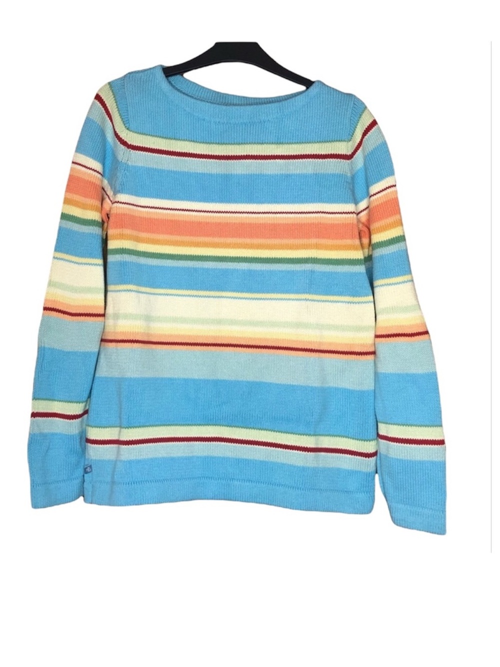 Lauren Ralph Lauren Light Blue Knit Sweater with Pastel Stripes
